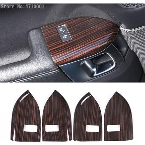 4pcs Red Ash Wood Style ABS Child Lock Button Panel Frame Trim Accessories For Land Rover Range Rover Sport RR Sport 2014-2018