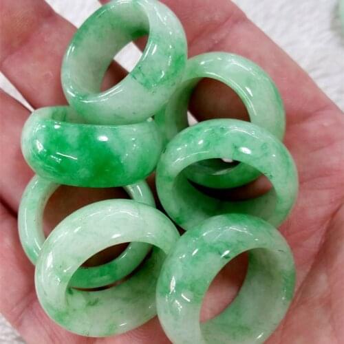 Hot Sell Natural Green Jadeite Rings Hand-carved Jadeite BanZhi Men Fashion Finger Ring Jewelry