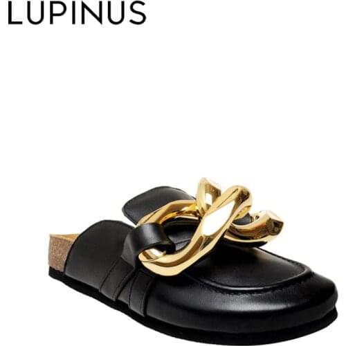 LUPINUS Luxury Brand Classic Flat Couple Shoes Women Round Toe Metal Lock Decoration Women Retro Oxfords Woman Loafers