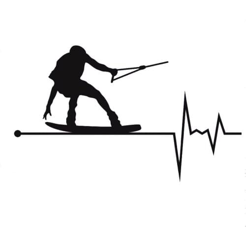 Dawasaru Wakeboard In My Heartbeat Pulse Vinyl Black/Silver Car Sticker 15CM*9CM