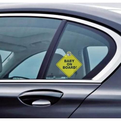 Car Sticker Baby ON BOARD WARNING SAFETY SIGN Sticker Decal with Sucker for Car Vehicle Window Sticker Car Accessories Styling