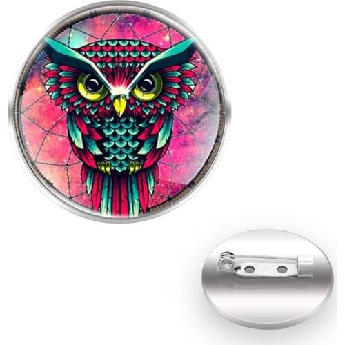 New Arrival Dreamcatcher Owl Design брошь Brooches Collar Pin Glass Convex Dome High Quality брошки на одежду Accessories Gift