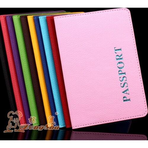 ZONGSHU general business style man women passport cover smooth edge litchi grain inner PU leather certificate passport holder