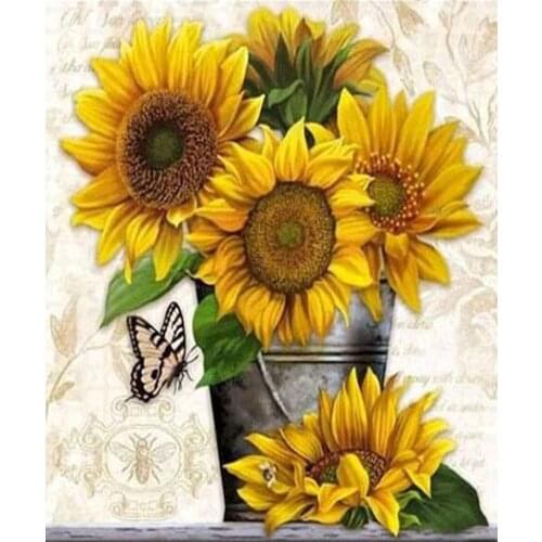 Sunflower Flowers Cross Stitch Kits Needlework Embroidery Crafts 14CT Unprinted DIY Arts Handmade Home Decor