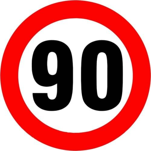 Dawasaru Warning Car Sticker Speed Limit Sign 90 Km/h Decal Laptop Truck Motorcycle Auto Accessories PVC,16cm*16cm