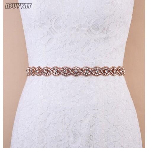Fashion Women Belt Rose Gold Rhinestone Bridal Belt Thin Crystal Beaded Bridal Belts Women Beaded Belt For Girl Party Dress Up