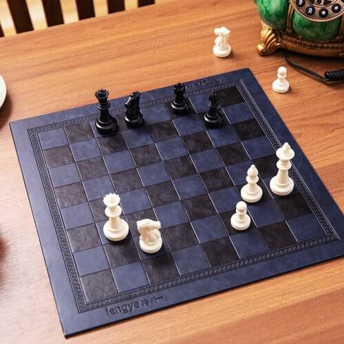 Chessboard PU Double sided Leather Chess Board 33.7*33.7cm Checker 35mm Folding Checkers International Chess Game Board IB05