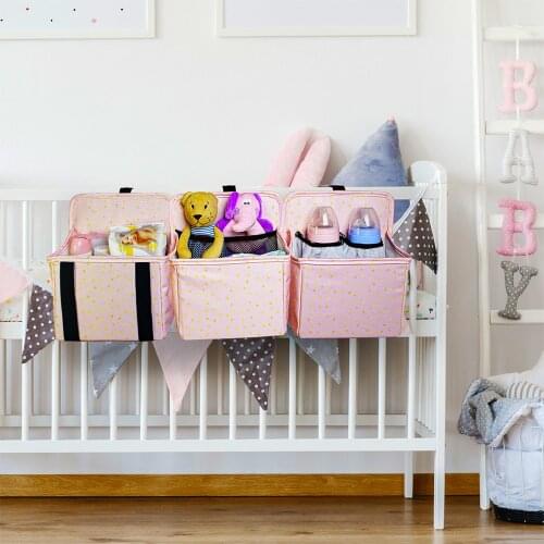 Baby Crib Organizer Baby Storage Bag Baby Bed Bag Bed Holder Baby Diaper Carry Folding Crib Storage 3 Pcs
