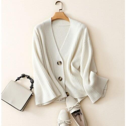 Knitted Cardigan Cashmere Single Breasted Vintage V-Neck Loose Winter Warm Fall 2020 Women Clothing Kimono Cardigan