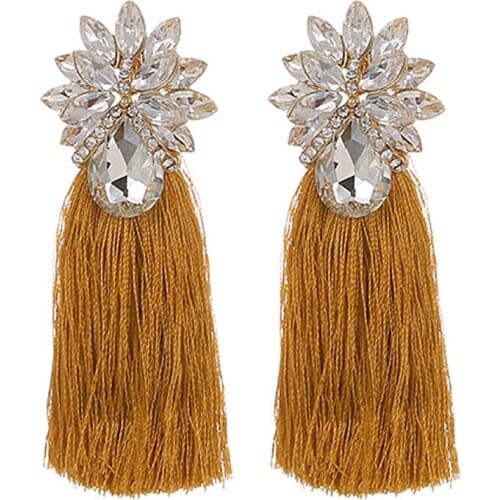 ZHINI 2020 Enthic 6 Colors Long Tassel Earrings For Women Fashion Colorful Crystal Water Drop Earring Statement Jewelry brincos