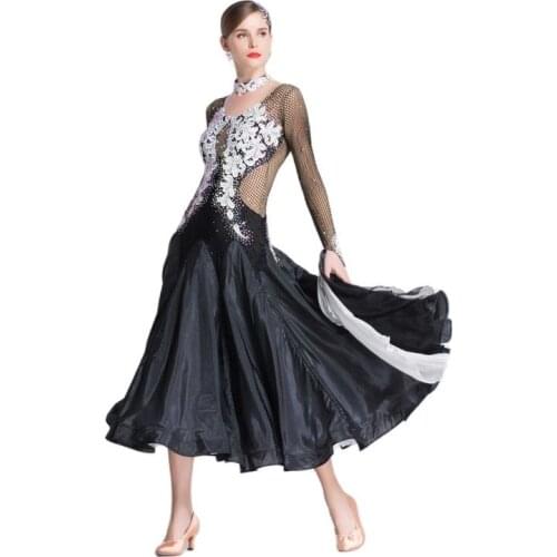 B-18341 Lady NEW Black Ballroom Competition Dance Dress, Modern Waltz Standard Latin Dress Women Adult For Sale
