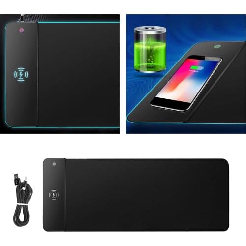 10W/7.5W Wireless Charging RGB Mouse Pad Keyboard Pad Mouse Mat, Foldable Large Mat