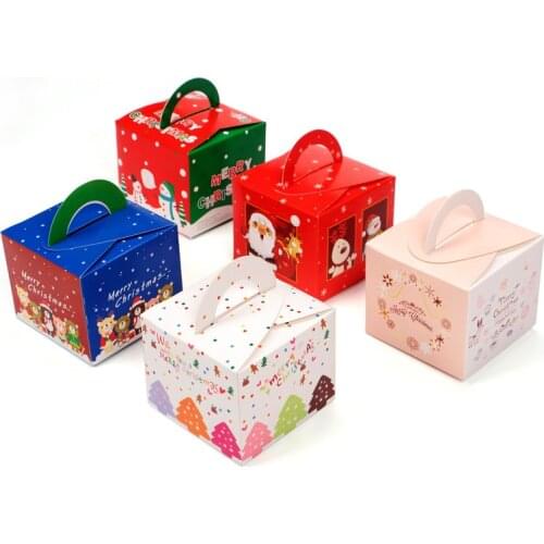 20pcs Christmas Cookies Gift Packing Paper Box For Birthday Party Cake Chocolate Candy Holders DIY Handmade Favor