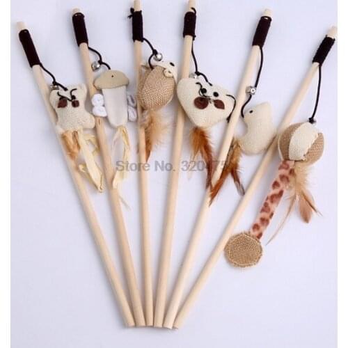 DHL 200pcs Funny Mouse Cat Toy Teaser Wand Feather Playing Cat Toys For Cats Kitten Plush Ball Interactive Scratch Stick