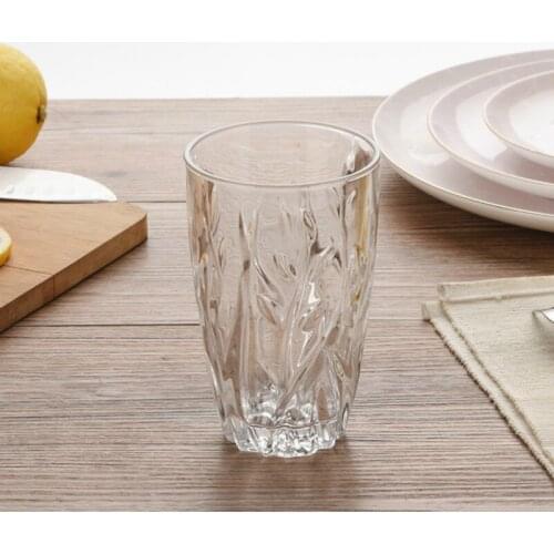 300-355ml Relief Willow Leaf Wine Glass Nordic Style Heat Resistant Juice Cup Carved Plum Soda Whiskey Vodka Cup Drinking Set