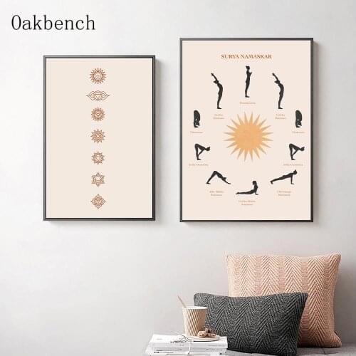 Abstract Poster Prints Boho Wall Art Posters Yoga Print Gym Canvas Art Painting Nordic Wall Pictures For Yoga Room Decoration