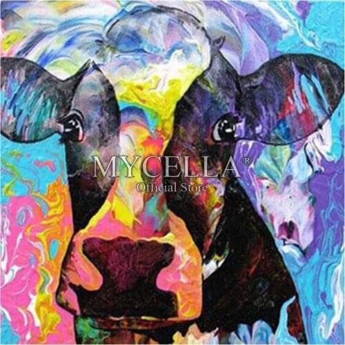 Diamond Painting Multicolored Black Cow DIY 5D Full Drill Cross Stitch Home Decor Full Rhinestone Mosaic Diamond Embroidery Art