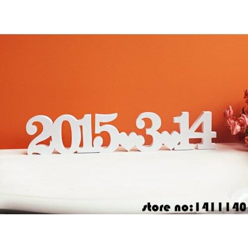 White acrylic wooden number custom wedding date birthday date for you wedding decoration birthday party photo props