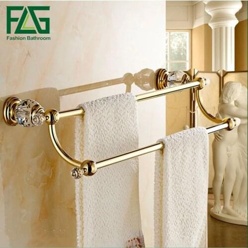 Free Shipping Brass & Crystal Made,PVD-Ti Gold, Towel Bar,Towel Holder, Towel Rack ,Solid