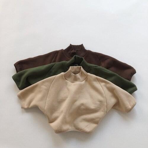 Childrens Clothing Autumn Winter Baby Boys and Girls Hoodies Kids Korean Solid Loose Plus Velvet Sweatshirt Toddlers Pullovers