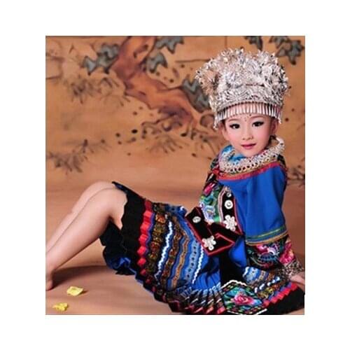 Tian Xian Mei Mei Thematic Photography Costume Minority Miao Ethnic Costume Full Set (Hat + Necklace) 2 Sizes for adult too