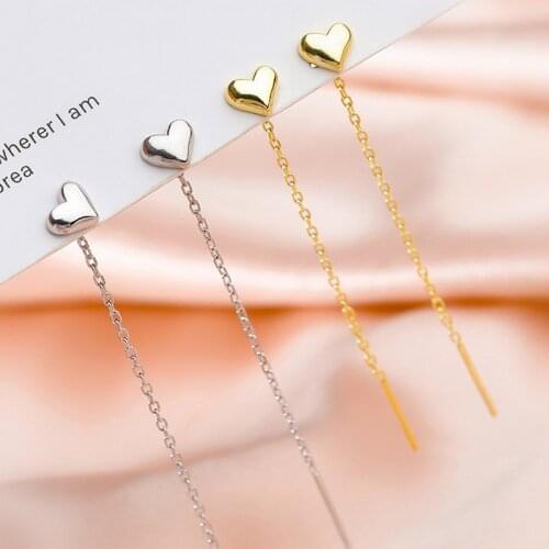Long Tassel Heart Drop Earrings Gold Silver Color 2021 Korean Hanging Women Earrings Fashion Party Jewelry Girls Party Gift