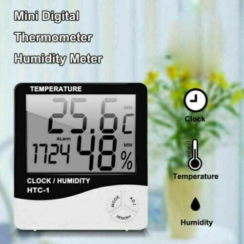 Large Screen Household Thermometer Hygrometer Digital LCD Thermometer Hygrometer Humidity Meter Indoor Room Temperature Clock