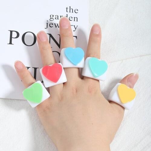 Miwens Elegant Resin Heart Rings for Women 2021 Charm Geometric Square Acrylic Collect Finger Rings Wedding Jewelry Wholesale