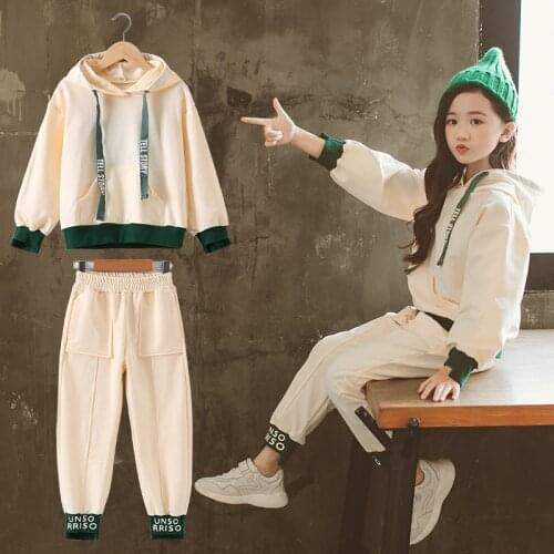 Girls Clothes Sets Autumn Childrens Clothing Hooded Sweatshirt + Pants 2Pcs Kids Long Sleeve Sport Suits Teenage 6 8 10 12 Year