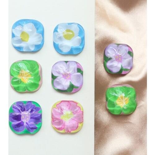 Resin Square Flat Beads Charms 10pcs/lot For DIY Fashion Jewelry Making Finding Accessories