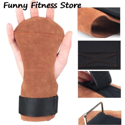 Left And Right Weight Lifting Gloves Gymnastics Hand Pads Dumbbell Strong Wrist Support Protector Cowhide Gloves Palm Training