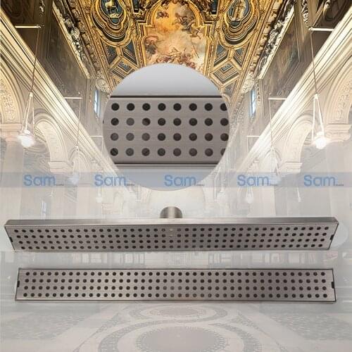 Torayvino Linear Shower Drain Traditional Square Style Serene Steam Strainer Stainless Steel Floor Drain Bathroom Floor Drain