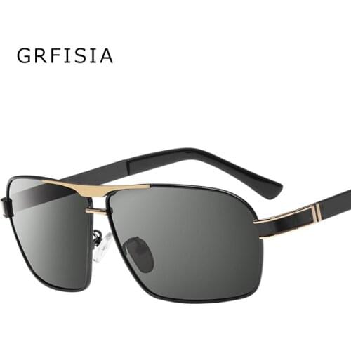 GRFISIA Sunglasses Men Polarized UV400 High Quality Polaroid Lens HD Driving Sun Glasses Vintage Square Goggles Male Gafas G481