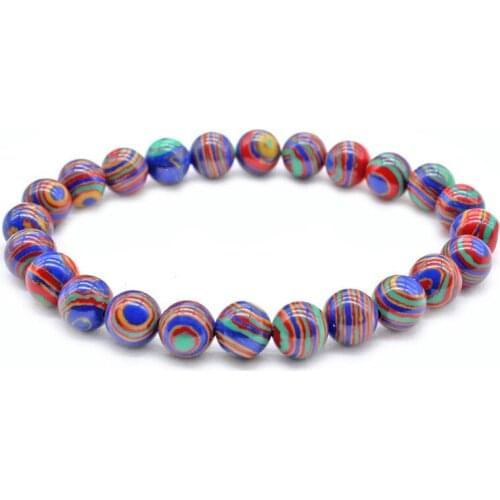 New Summer Style Colorful Natural Stone Beads Bracelet Peacock Beaded Stretch Bracelets Bangles Women Men