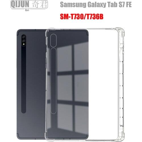 Tablet case for Samsung Galaxy Tab S7 FE 12.4" 2021 Lite TPU Airbag cover Transparent protection Pen slot for capa SM-T730 T736B