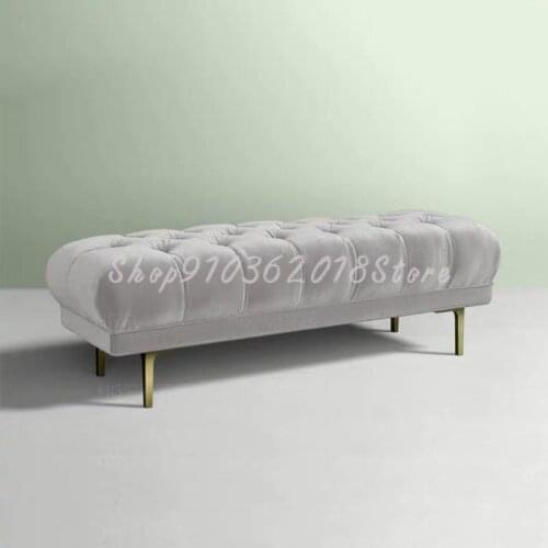 Bed end stool bedroom American shoe changing stool cloakroom long dressing stool Nordic bed velvet cloth light luxury sofa stool