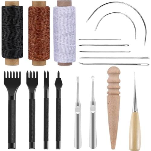 KAOBUY Professional Leather Craft Tools Kit Hand Sewing Stitching Punch Carving Work Saddle Set Accessories DIY Tool Set