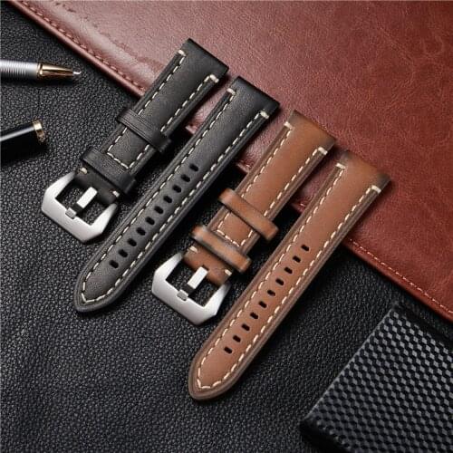 Vintage Handmade Genuine Leather Watch Straps Popular Grilled Design Strap Male Business Watchband 18mm 20mm 22mm 24mm