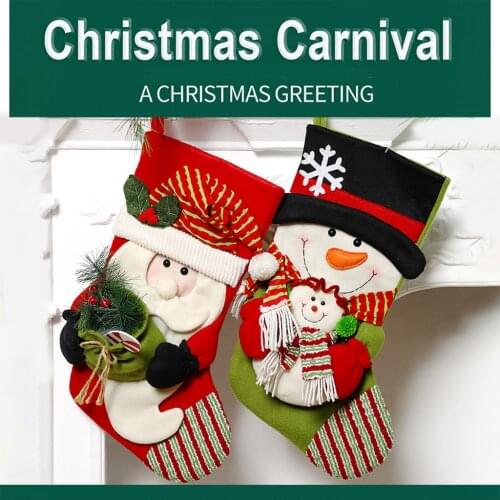 Christmas Candy Gift Socks Bags Beads Christmas Santa Claus Snowman Santa Candy Bag Noel Xmas Gift Socks Decorations Wholesale