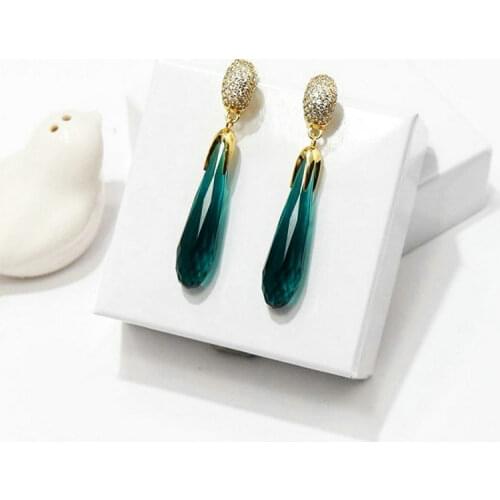 Sinzry luxury micro paved cubic zircon waterdrop crystal party drop earrings elegant lady shinning wedding jewelry