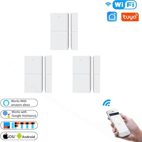 Tuya Smart WiFi Door Sensor Door Open / Closed Detectors Wifi Home Alarm Compatible With Alexa Google Home Tuya APP Smart Home