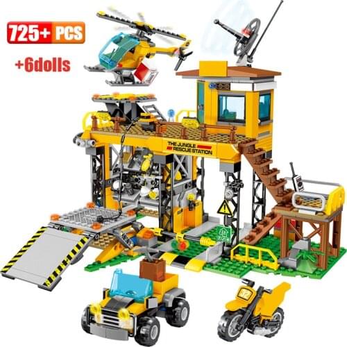 Sembo Jungle Rescue Building Blocks Toys Animal Car Mobile Scientific Research Vehicle Childrens Intelligence Bricks Toys Set