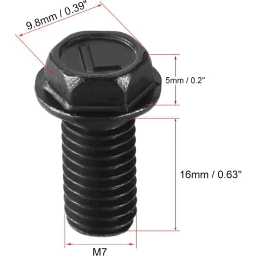 Uxcell 4pcs/lot 8.8 Grade M7x16mm Hex Flange Bolts Left Hand Thread Carbon Steel Black Used In Assemblies Hex Head High Quality