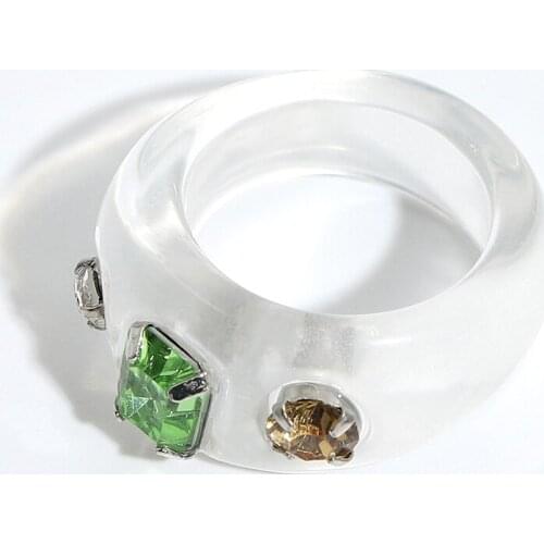 Ins Simple Trendy Acrylic Creative Colorful Big Gem Rhinestone Chunky Ring For Women Fashion Jewelry Gift