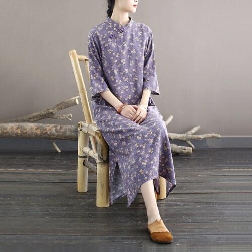 Women Loose Qipao Dress Ladies Cotton Dress Female 2021 Spring Autumn Dresses 2021 Printed Dress