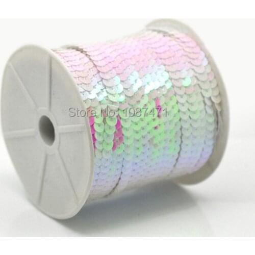 1 Roll(100 Yards) White AB Color Sequins Trim 6mm handmade accessories DIY supplies Clothing accessories decorative