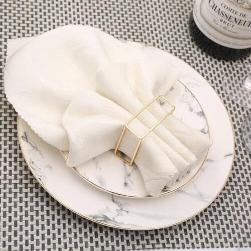 10pcs Creative European hollow square napkin ring gold napkin buckle wedding hotel set table decoration napkin ring