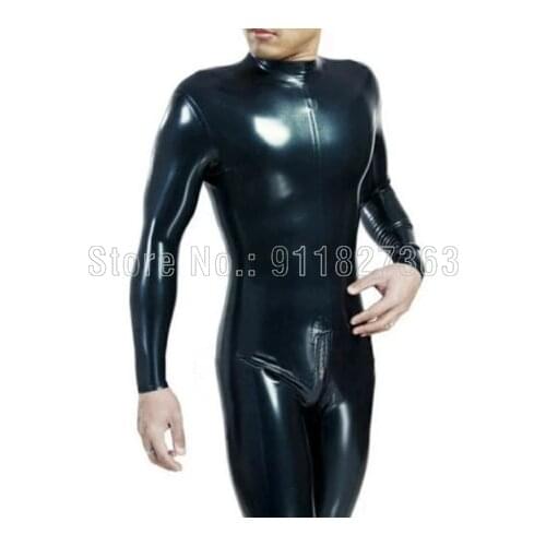 100% Netural Latex Catsuit Full Body Latex Rubber Catsuit Men Party Wear Gummi Jumpsuit with Back Crotch Zipper Customized