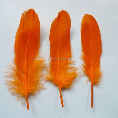 Wholesale Hard Pole 1000Pcs Orange Goose Feathers For DIY Crafts Swan Plumes 12-18cm Jewelry Wedding Home Accessories Decoration