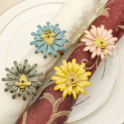 12/PCSNew flower bee metal napkin ring napkin ring napkin ring hotel mouth cloth ring